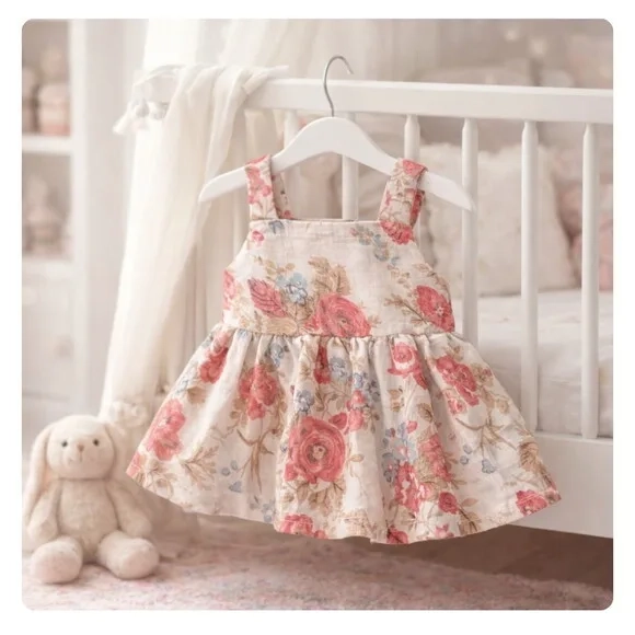 Vestido Floral para Boneca 32 cm em Tricoline com Velcro