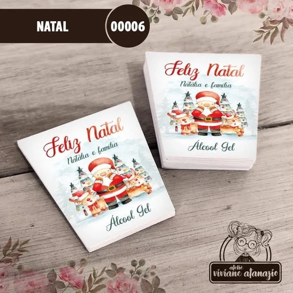 Adesivo Bisnaga Álcool Gel Natal - 00006