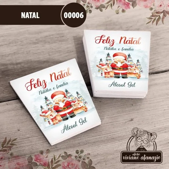 Adesivo Bisnaga Álcool Gel Natal - 00006