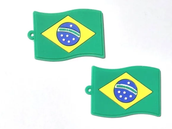Pingente Bandeira do Brasil Emborrachado Pacote C/6 Unidades