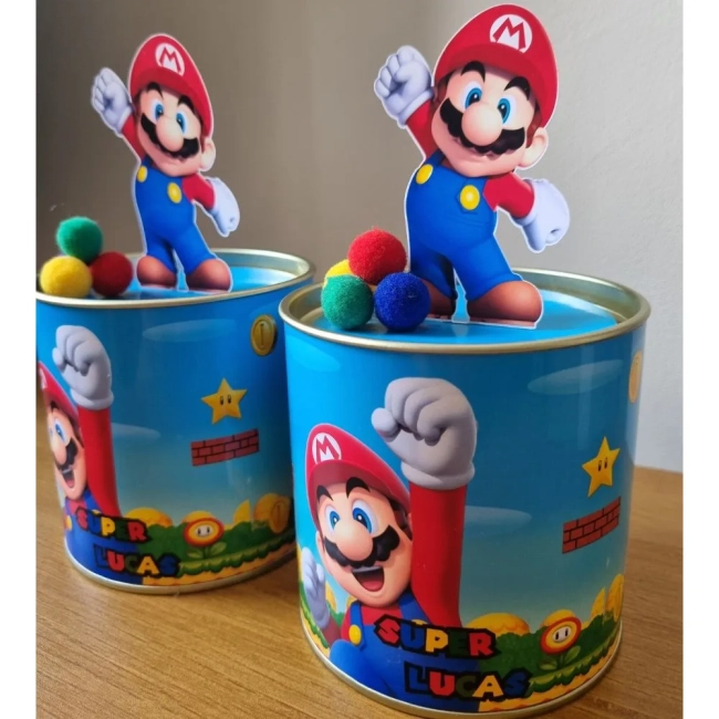 Centro de mesa Mario Bros tubolata 9x9 com aplique 3D