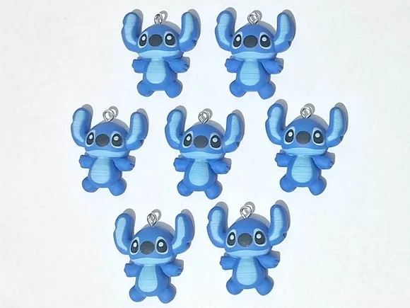 Pingente Stitch e Angel 3cm de Resina Pacote com 6 Unidades