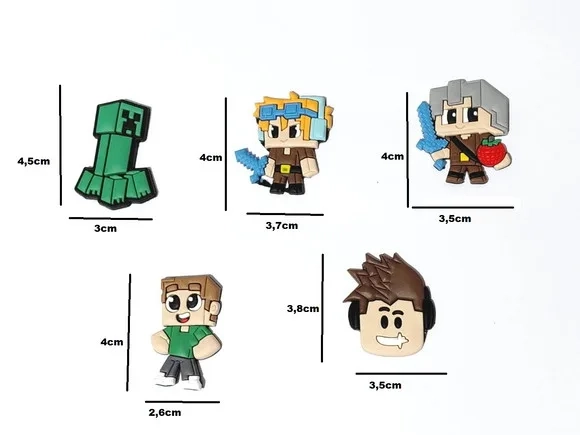 Aplique Minecraft Emborrachado Pacote com 5 Unidades