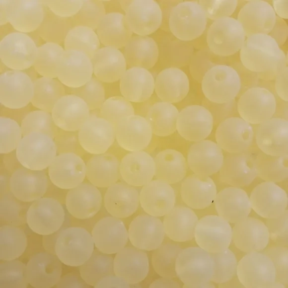 Bola Fosca Com Furo Amarelo Claro 8mm Pct 100 Unidades