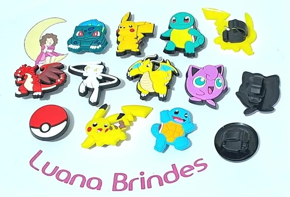 Pins para Cadarço Pokemon Emborrachado Pacote com 10 Unidade