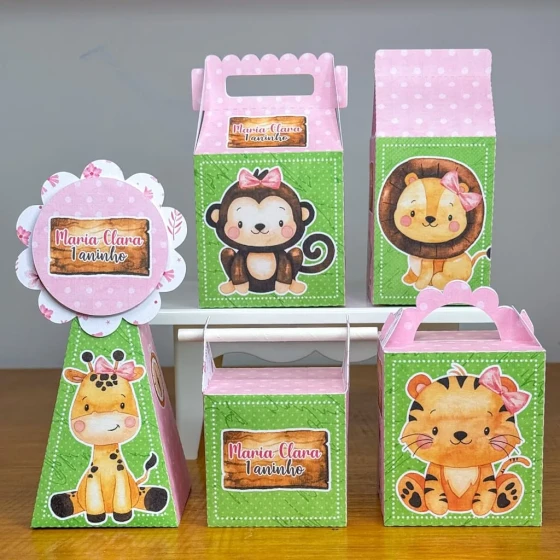 PEGUE E MONTE - Kit Festa SAFARI MENINA - Decoração de Festa | Lembrancinhas | Aniversário | Personalizados