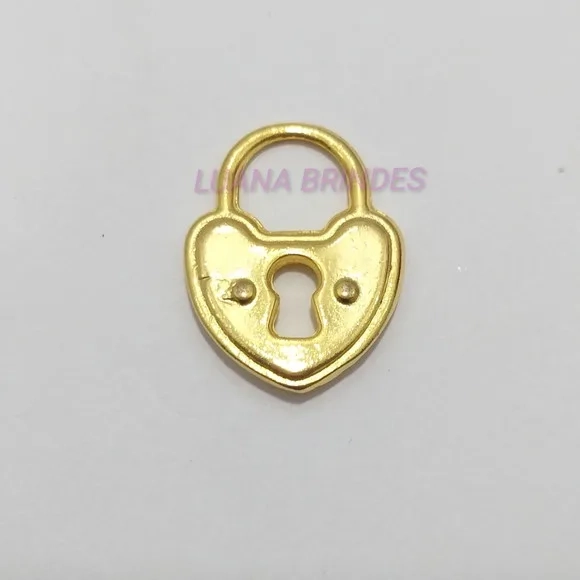 Pingente Cadeado em Metal Dourado - pct c/5 unid