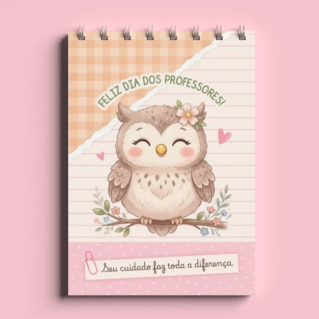 Bloco de Notas Professores Personalizado 11x15cm- Capa dura Dia dos Professores