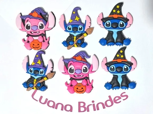 Aplique Stitch Halloween Emborrachado Pacote com 6 Unidades