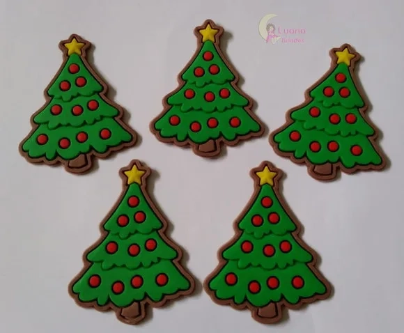 Aplique Árvore de Natal de Borracha - Pct C/6 Unid