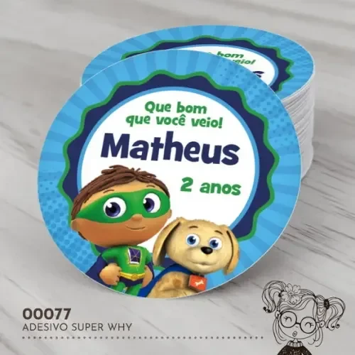 Adesivo Redondo Super Why - 00077