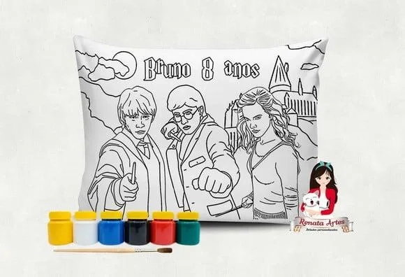 Almofada com Tinta para Colorir Harry Potter