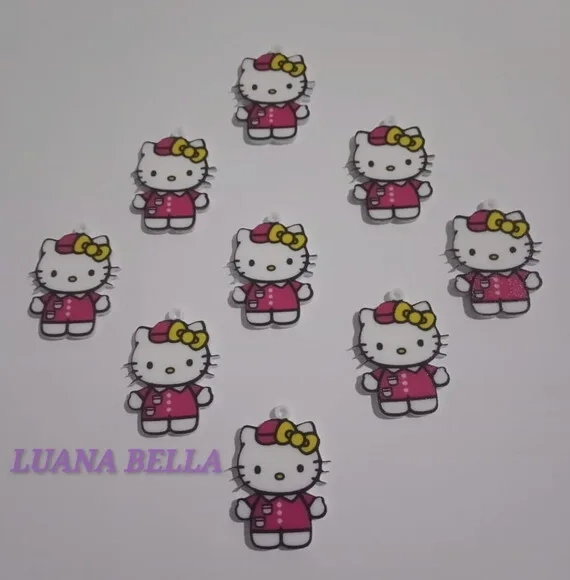 Pingente em acrílico U.V da Hello Kitty - pct c/ 15 unidades