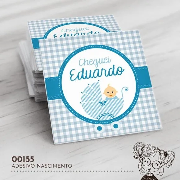 Adesivo Quadrado Nascimento Bebezinho - 00155