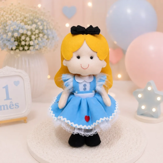 Boneca Alice Pais Das Maravilhas De Feltro