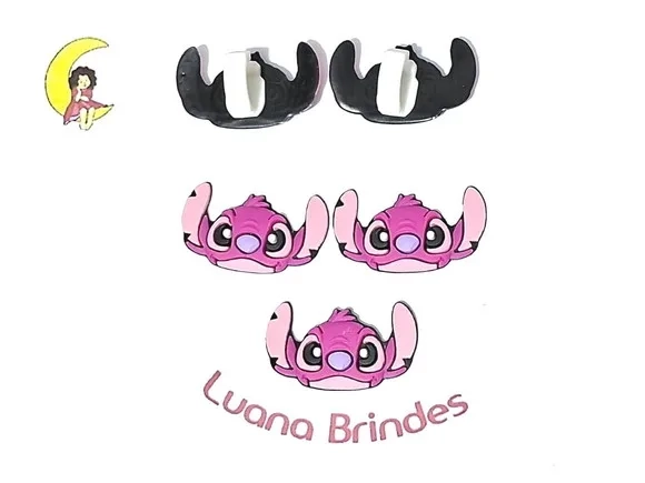 Aplique pra Tênis Stitch e Angel Emborrachado 6 Unidades