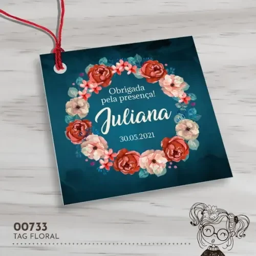 Tag Quadrada Floral - 00733