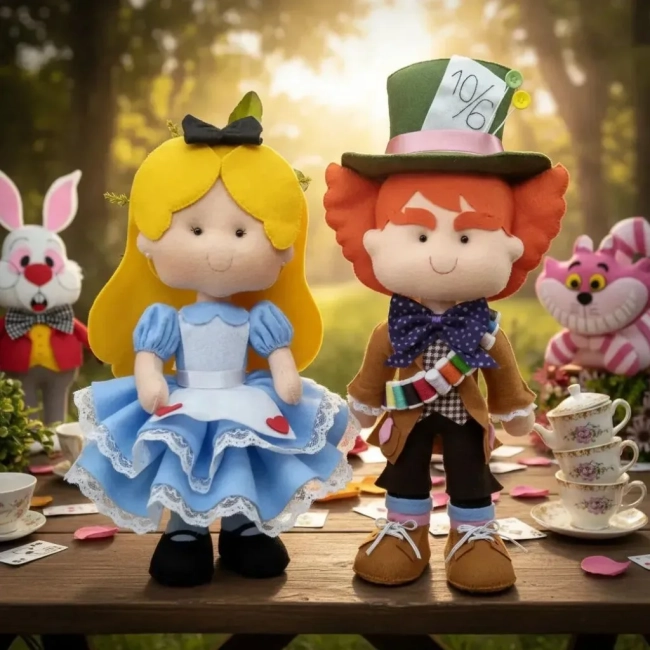 Decoração Festa Alice País Das Maravilhas Bonecos Kit Com 4 peças