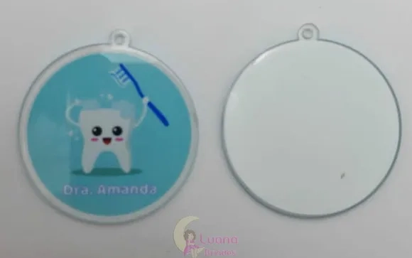 Pingente Dentista Personalizado de Acrílico Adesivado - 5cm