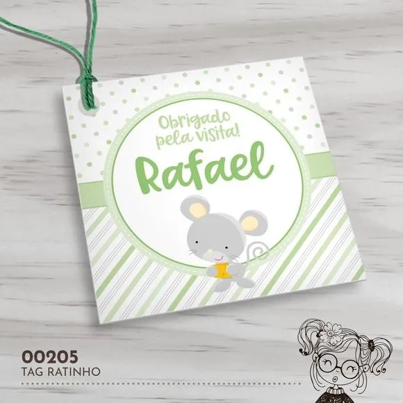 Tag Quadrada Ratinho - 00205