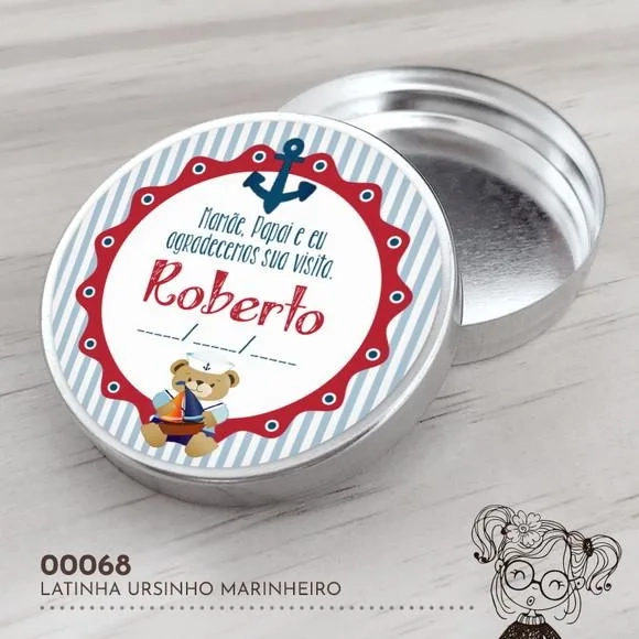 Latinha Adesivada Ursinho Marinheiro - 00068