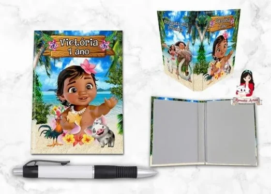 Bloquinho Personalizado com Caneta Moana