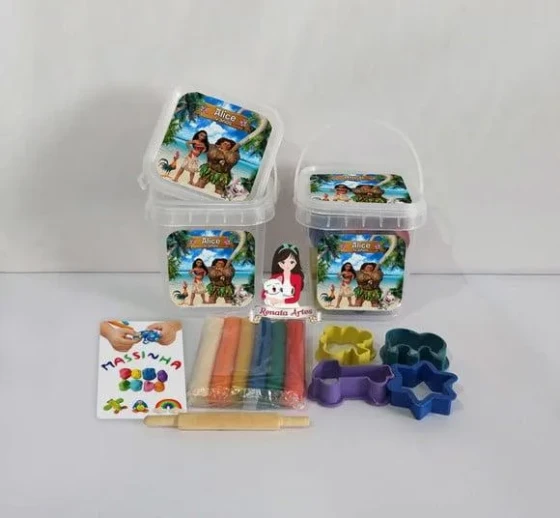 Kit Massinha no Baldinho Personalizado Moana