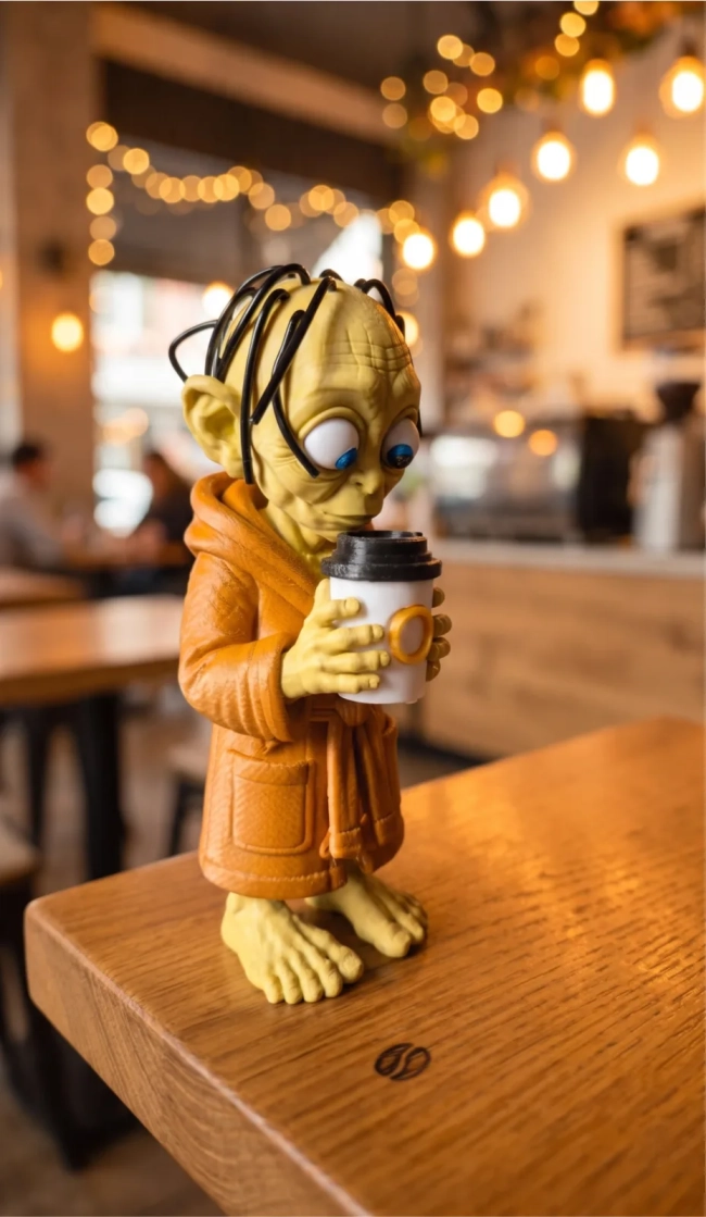 Boneco Gollum  Decorativo em 3D com Caneca – Enfeite Geek