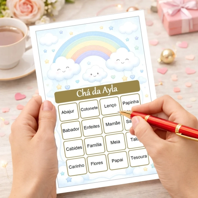 Bingo Chá de Bebê Menina PDF Para Imprimir
