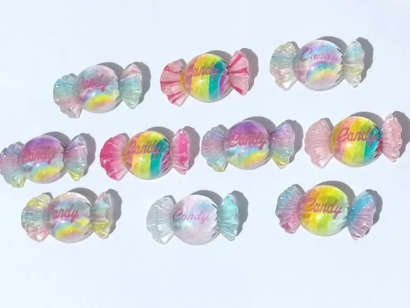 Aplique Bala Candy Resina 2,5cm Pacote com 10 Unidades