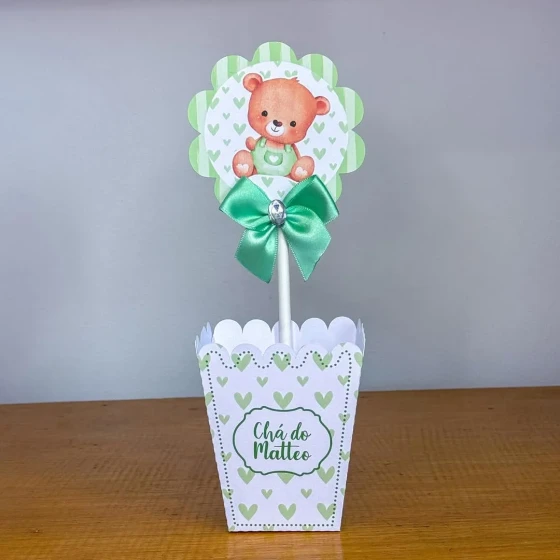 PEGUE E MONTE - Centro de Mesa URSINHO VERDE - Decoração de Festa | Lembrancinhas | Aniversário | Personalizados