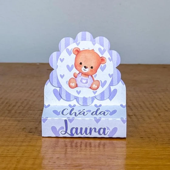 PEGUE E MONTE - Porta Bis Duplo Personalizados URSINHO LILAS - Decoração de Festa | Lembrancinhas | Aniversário | Personalizados