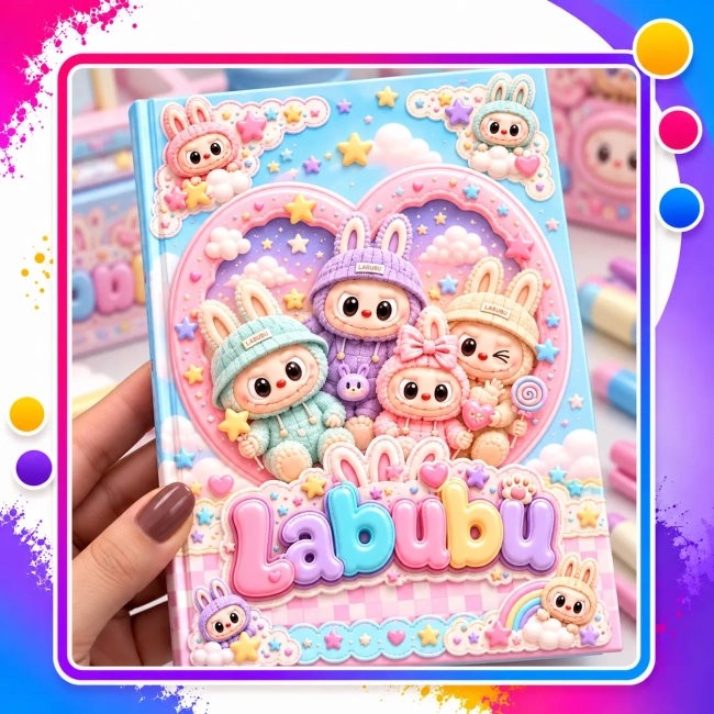 Kit Caderno Personalizado com 25 Etiquetas e 2 Lápis – Material Escolar