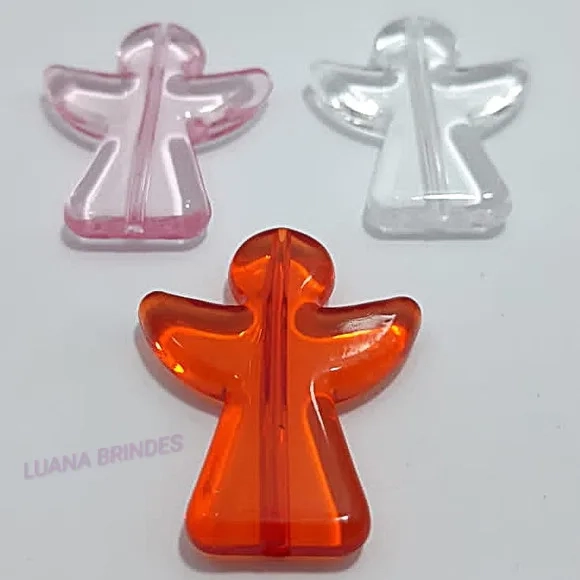Anjo Colorido de Acrílico Furo passante 3,5cm Pct 18 Unids