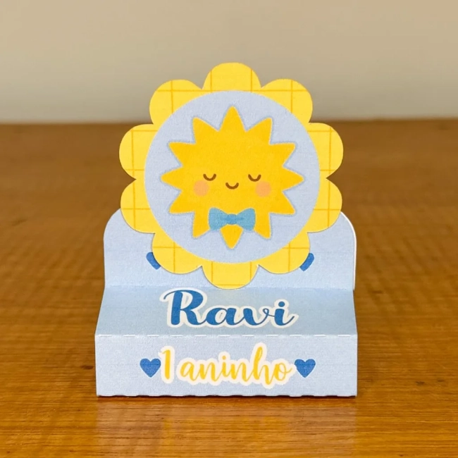 PEGUE E MONTE - Porta Bis Duplo Personalizados RAIO DE SOL MENINO - Decoração de Festa | Lembrancinhas | Aniversário | Personalizados