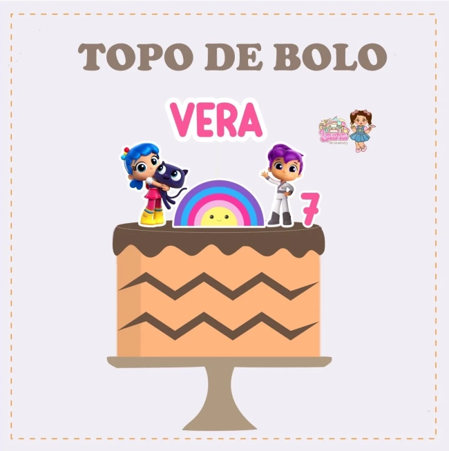 Kit Festa Só Um Bolinho VERA E O ARCO IRIS - Decoração de Festa