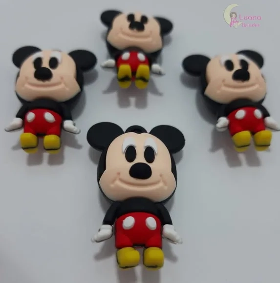 Pingente Mickey de Borracha - 4,6cm - Pct C/2 Unidades