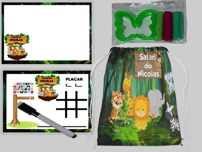 Kit Mochila e Lousa Magicas + Kit Massinha Safari Baby