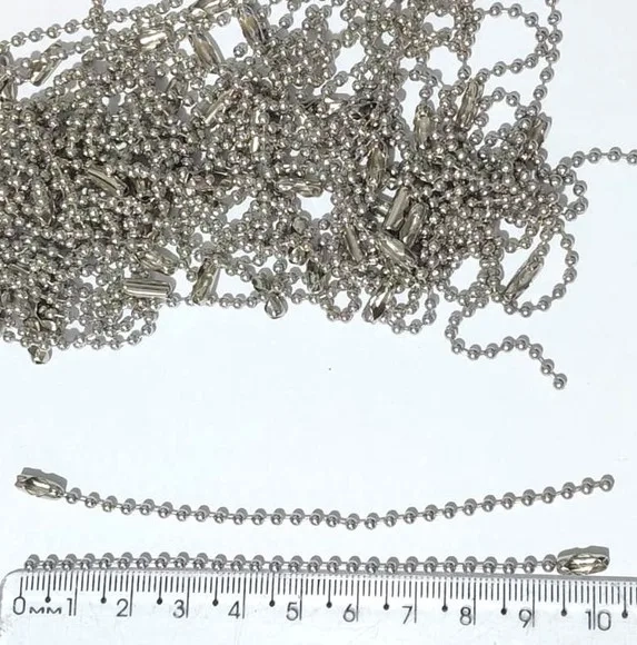 Corrente Bolinha Prata 10cm Pacote com 50 Unidades