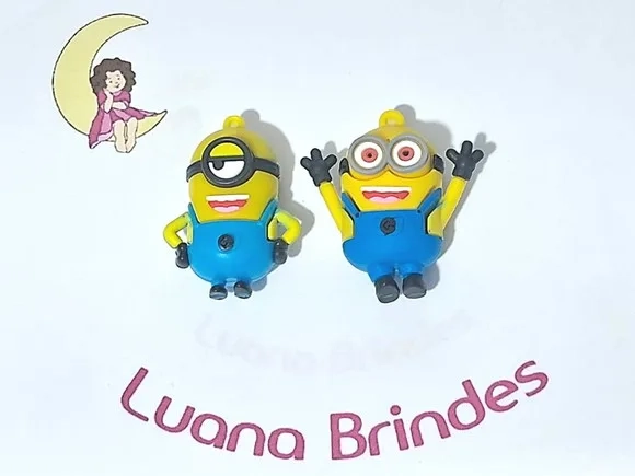 Pingente Minions 3d Emborrachado Pacote com 2 Unidades