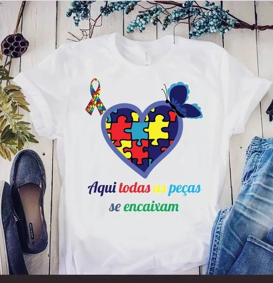 Camiseta Autismo Aqui Todas as Peças se Encaixam