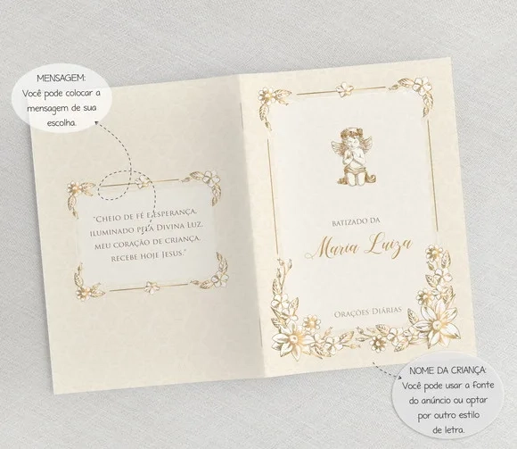 Livro De Orações Para Lembrança De Batizado Anjo