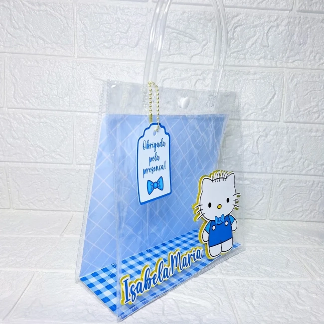 Sacola Pvc Transparente - Hello kitty menino