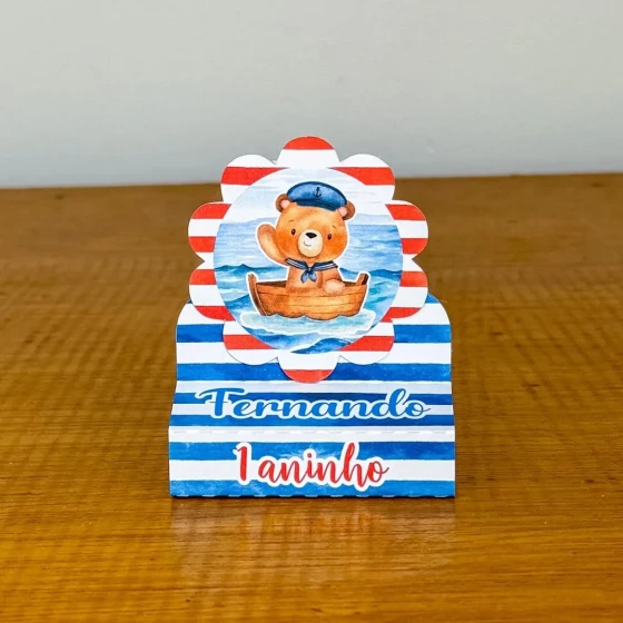 PEGUE E MONTE - Porta Bis Duplo Personalizados URSINHO MARINHEIRO - Decoração de Festa | Lembrancinhas | Aniversário | Personalizados