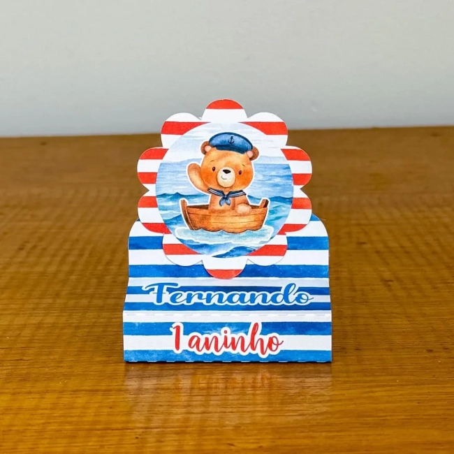 PEGUE E MONTE - Porta Bis Duplo Personalizados URSINHO MARINHEIRO - Decoração de Festa | Lembrancinhas | Aniversário | Personalizados