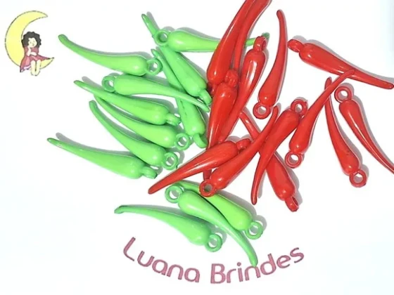 Pingente Pimenta Acrílico 4cm Pacote com 30 Unidades