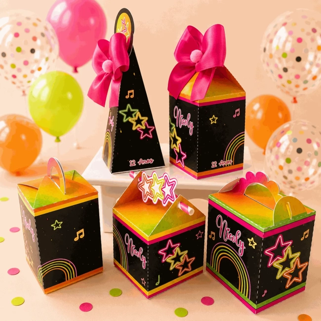 kit caixinhas Neon | Personalizado | Festa infantil | Pré montada | Mimo| Personalizados