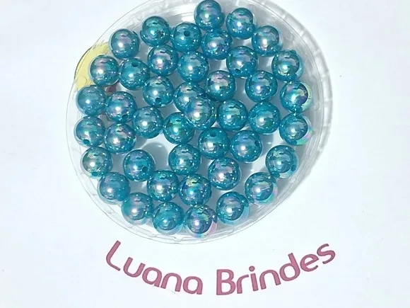 Bola Azul Irisada 10mm Pacote com 50 Unidades
