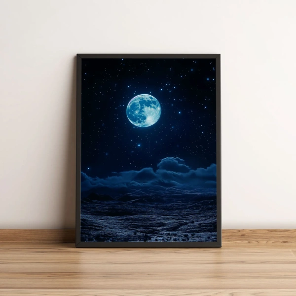 Quadro com Lua Brilhante em Noite Escura 357