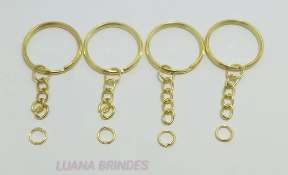 Argolas para Chaveiros c/ Elo de Metal Dour-pct C/30 Unid